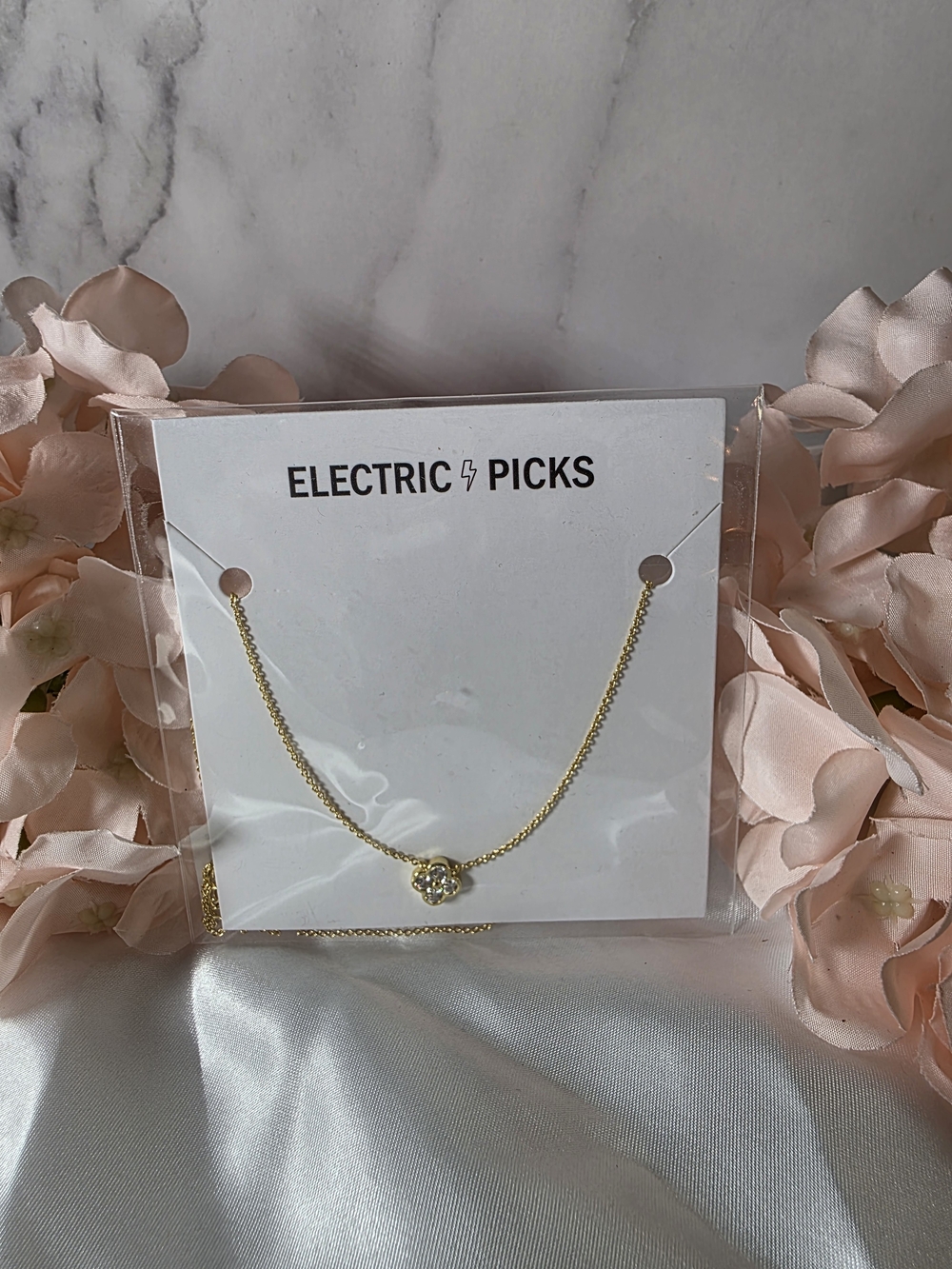 Electric Picks Gold Floral Chain Necklace